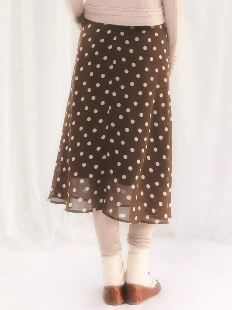 Polka Dot A-Line Midi Skirt