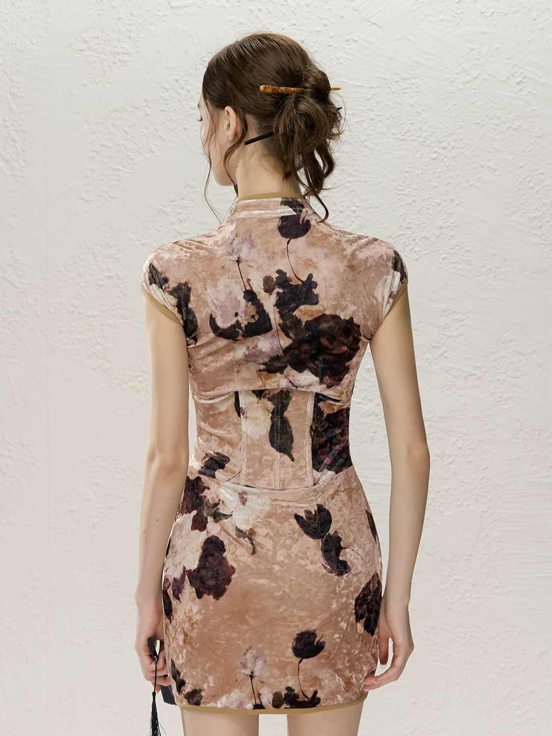 Velvet Blossom Qipao Dress