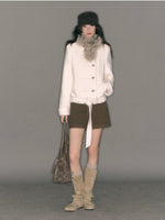 High-Waisted Wool Blend Shorts