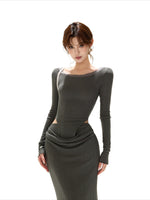 Ribbed Cutout Waist Dress