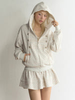 Floral Military Detail Zip-Up Hoodie