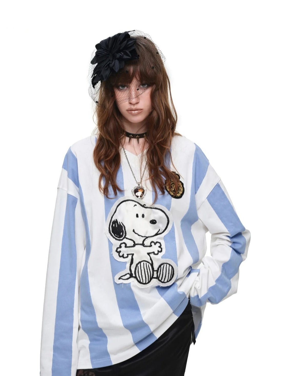 Embroidered Stripe Baseball Tee