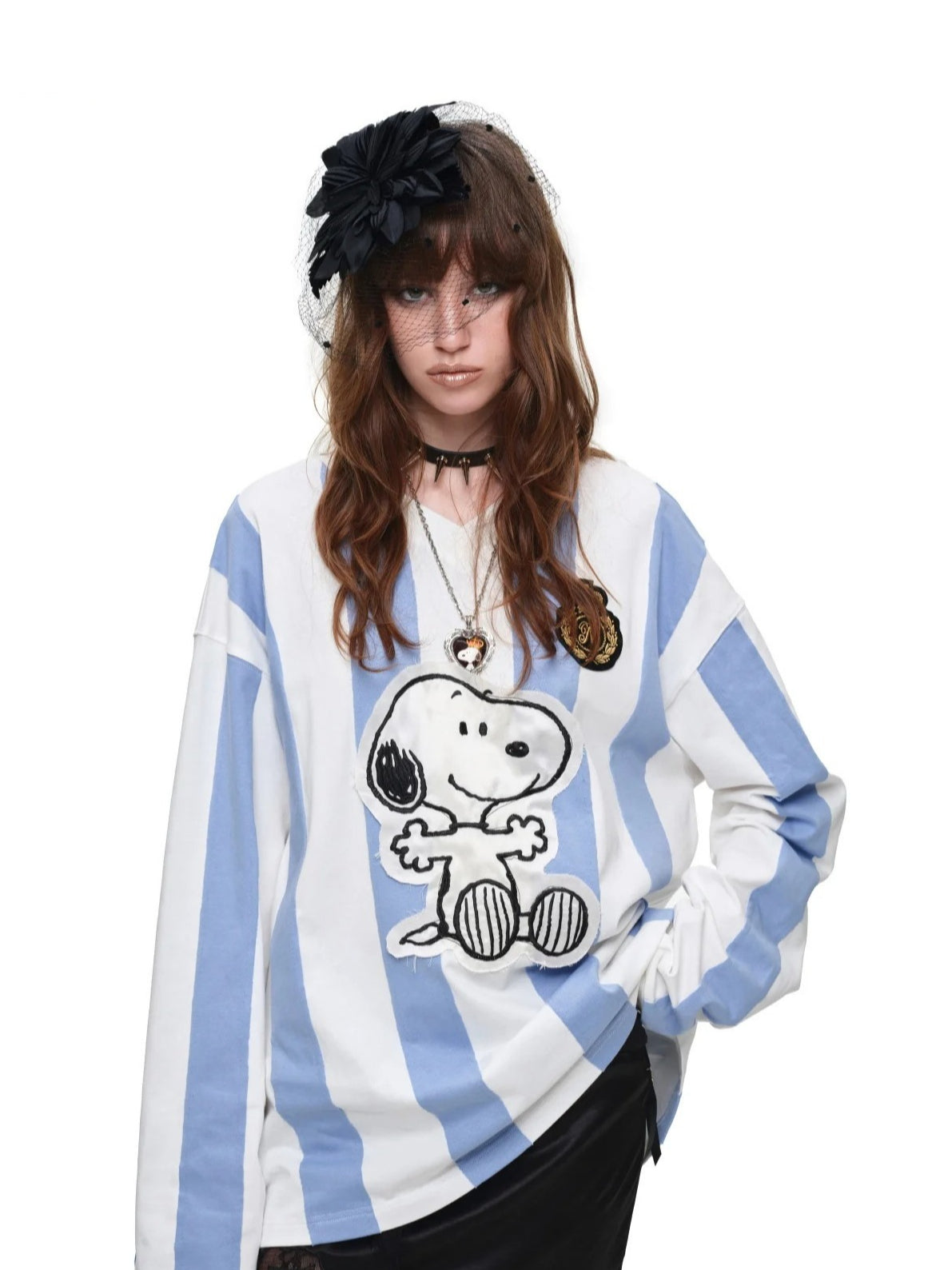 Embroidered Stripe Baseball Tee