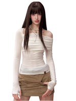 Asymmetrical Off-Shoulder Long Sleeve Top
