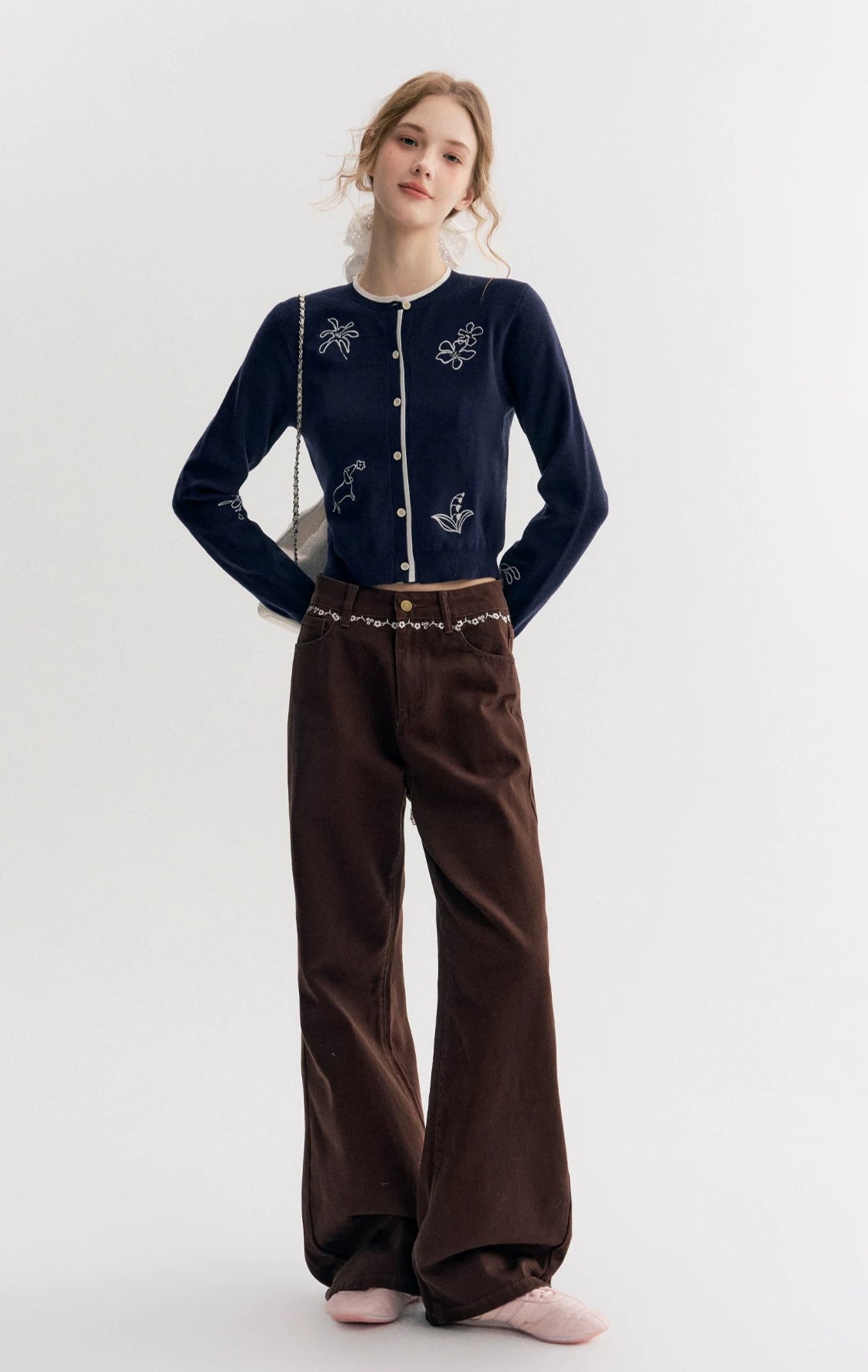 Layered Embroidered Cardigan