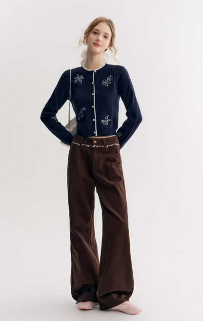 Layered Embroidered Cardigan