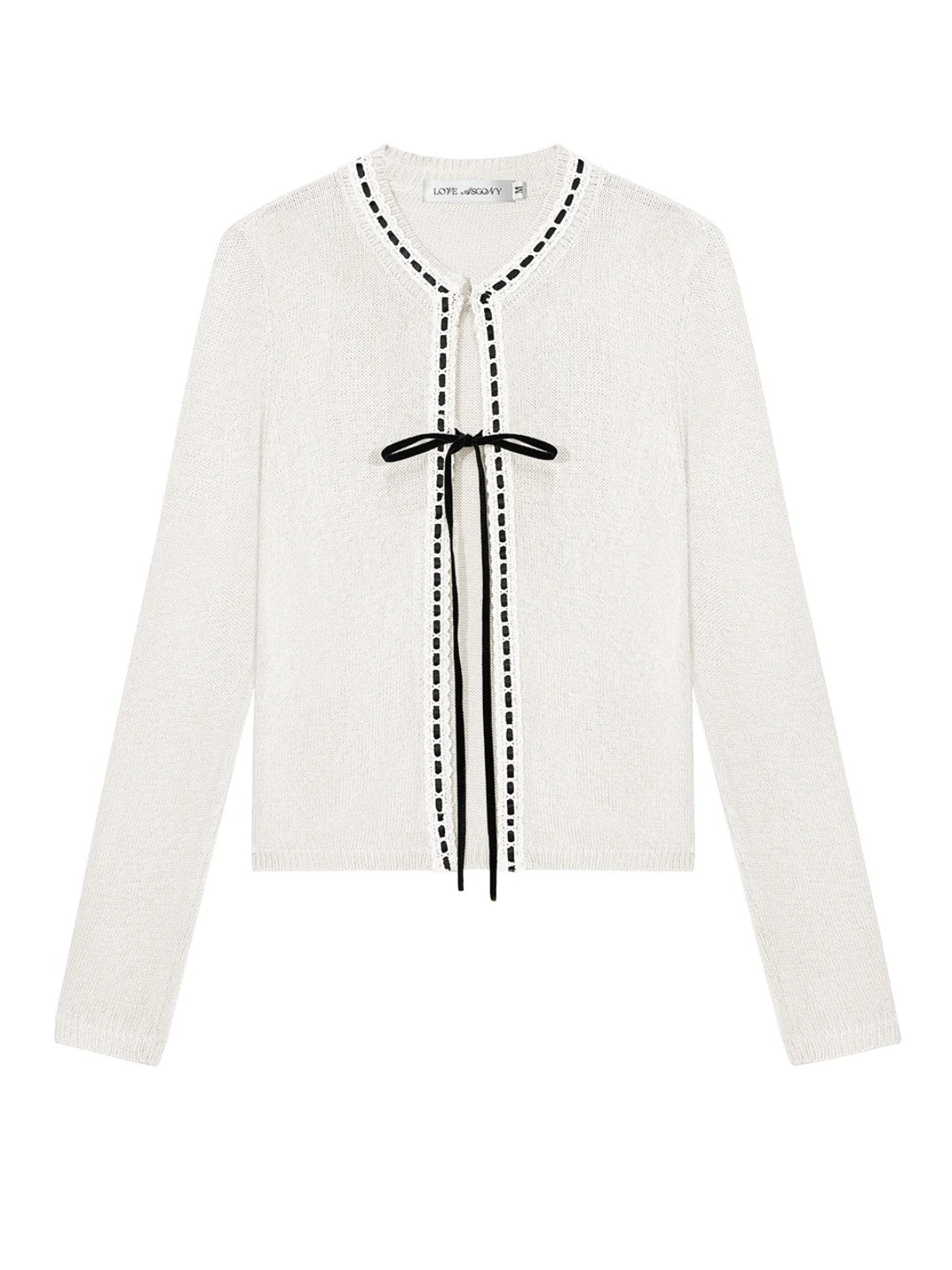 French Bow Trim Knit Cardigan