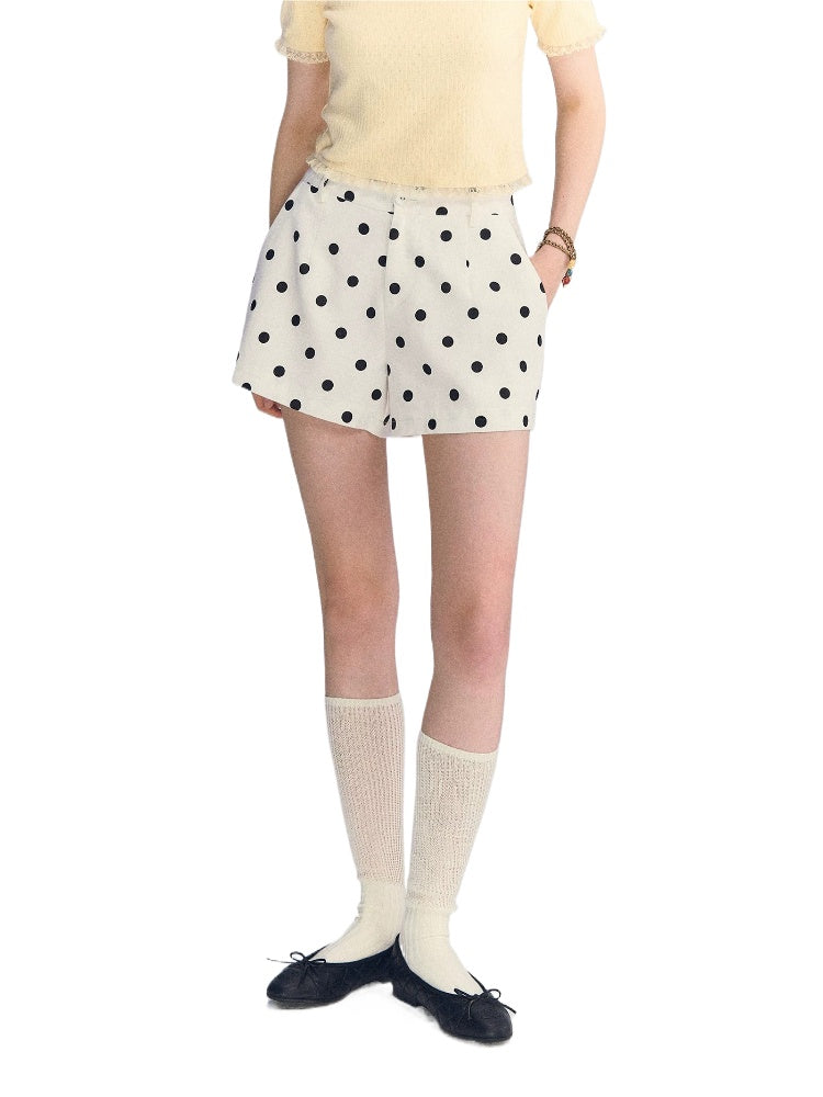 Polka Dot Linen Shorts