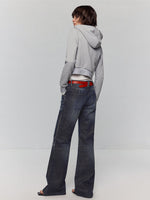 Black-Blue Low-Waist Flared & Bell-Bottom Pants Pants