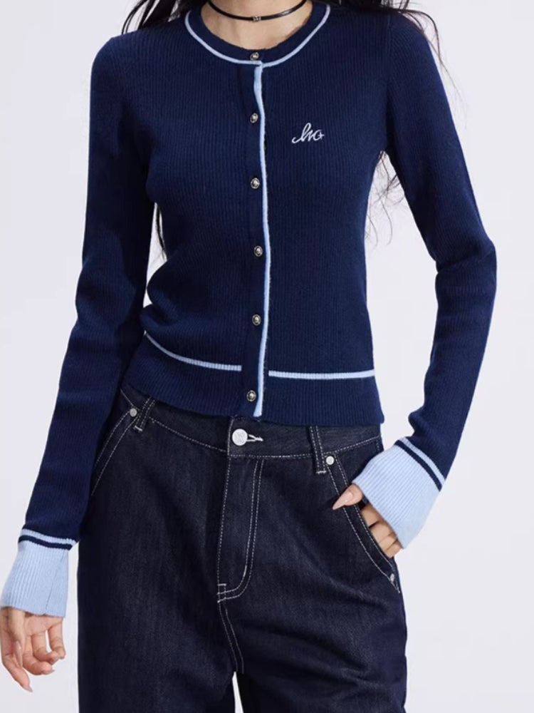 Contrast Knit Cardigan