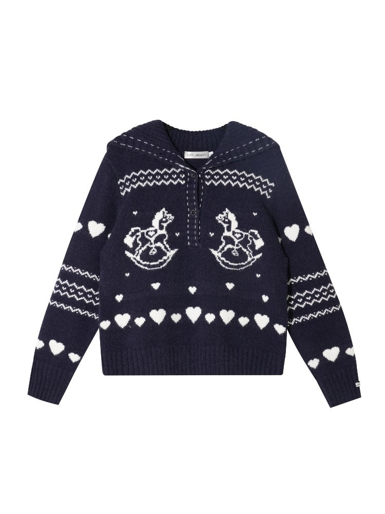 Pony Jacquard Polo Sweater