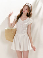 Lace-Trim Tie-Front T-Shirt & Skort Set
