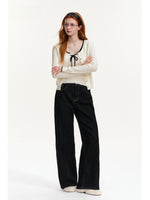 Vintage Plaid Lined Straight Jeans