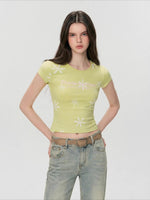 Contrast Floral Print Slim-Fit T-shirt