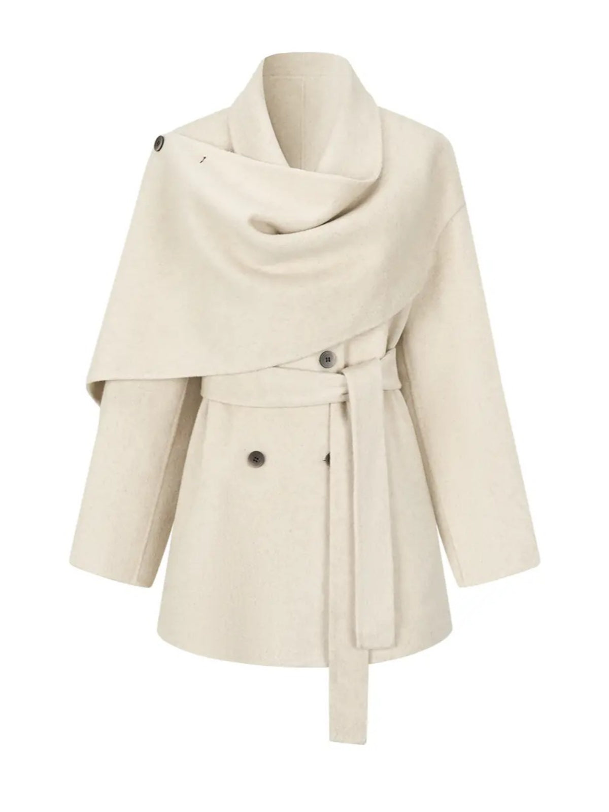 Modern Cape Scarf Wool Coat
