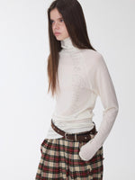Rhinestone High Neck Raglan Knit Top