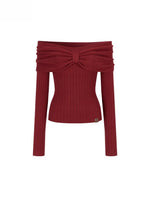 Bowknot Off-Shoulder Knit Top