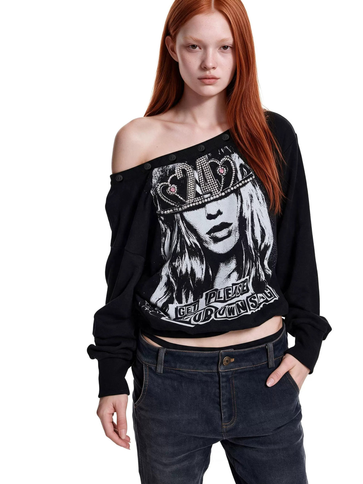Rhinestone Print Hoodie