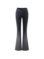Twill Washed V-Waist Stretch Micro-flare Pants