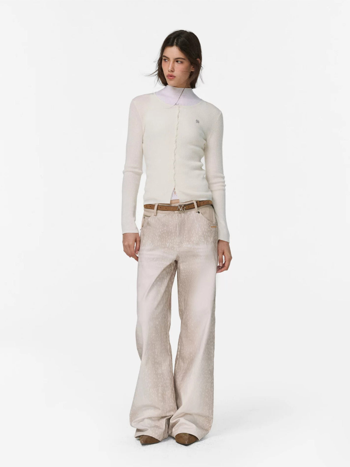 Deer Print Straight Leg Pants