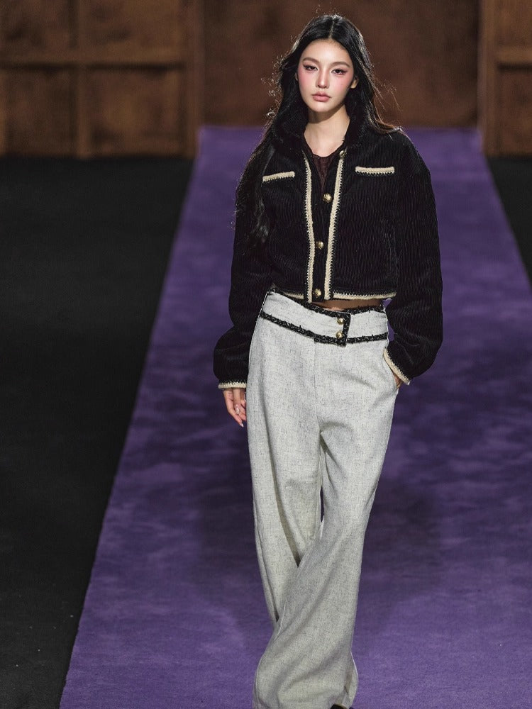 Wide-Waist Tailored Trousers