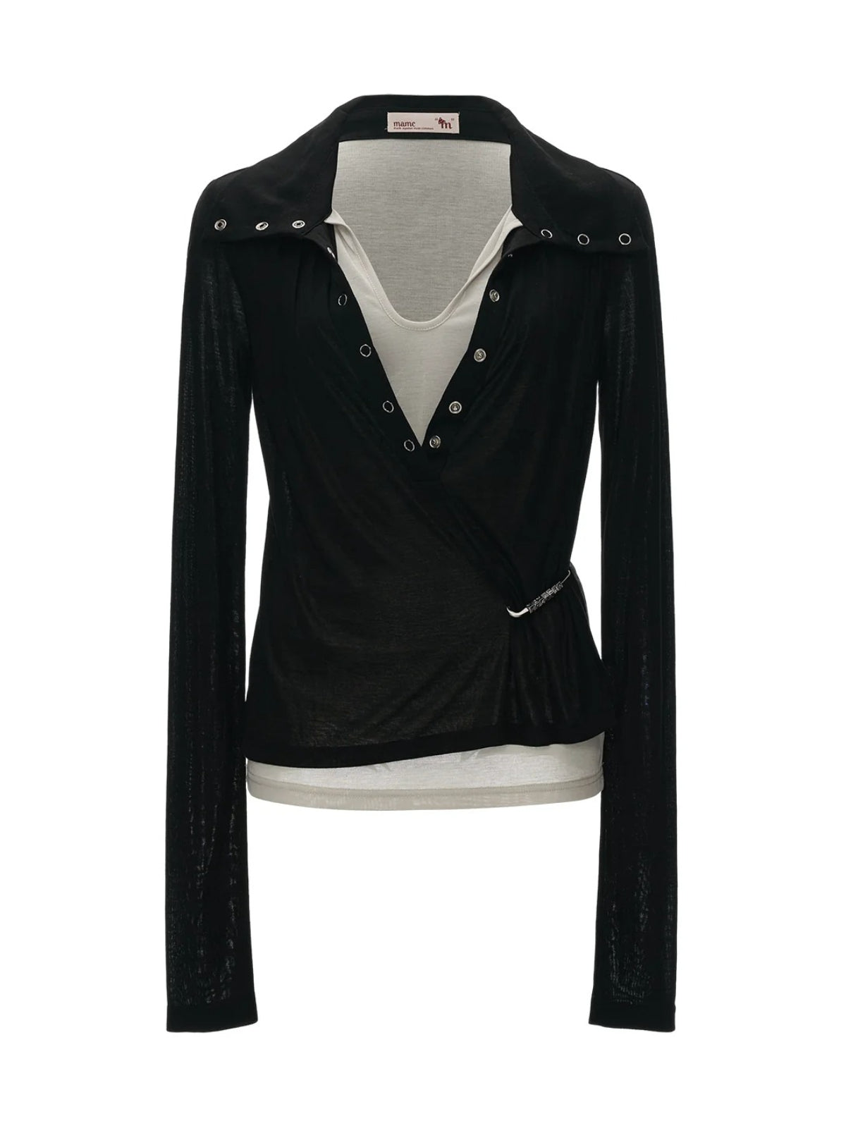 Layered V-Neck Fitted Polo Top