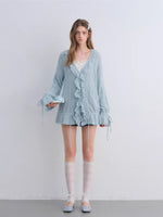 Mohair Ruffle Knit Cardigan