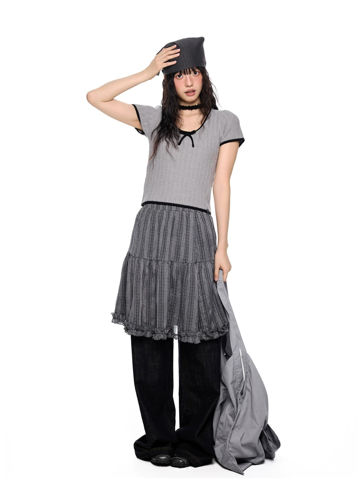 Bow Knit Short Sleeve Top