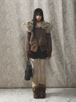 Korean Retro Leopard Wool Hooded Jacket