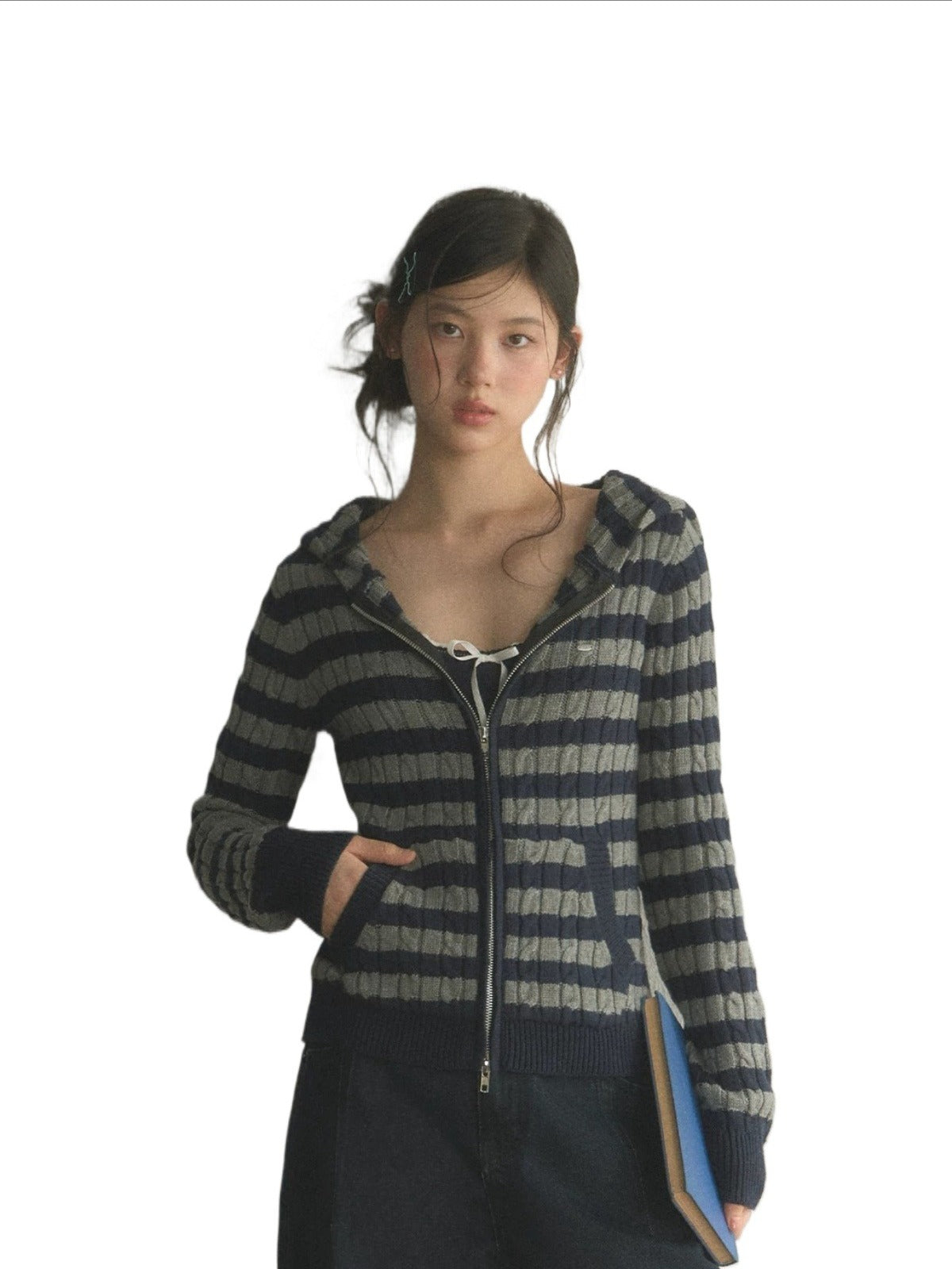 Striped Zip Cardigan