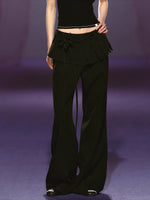 Layered Pleated Panel Straight Pants