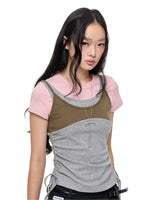 Korean Lace Trim Drawstring T-Shirt