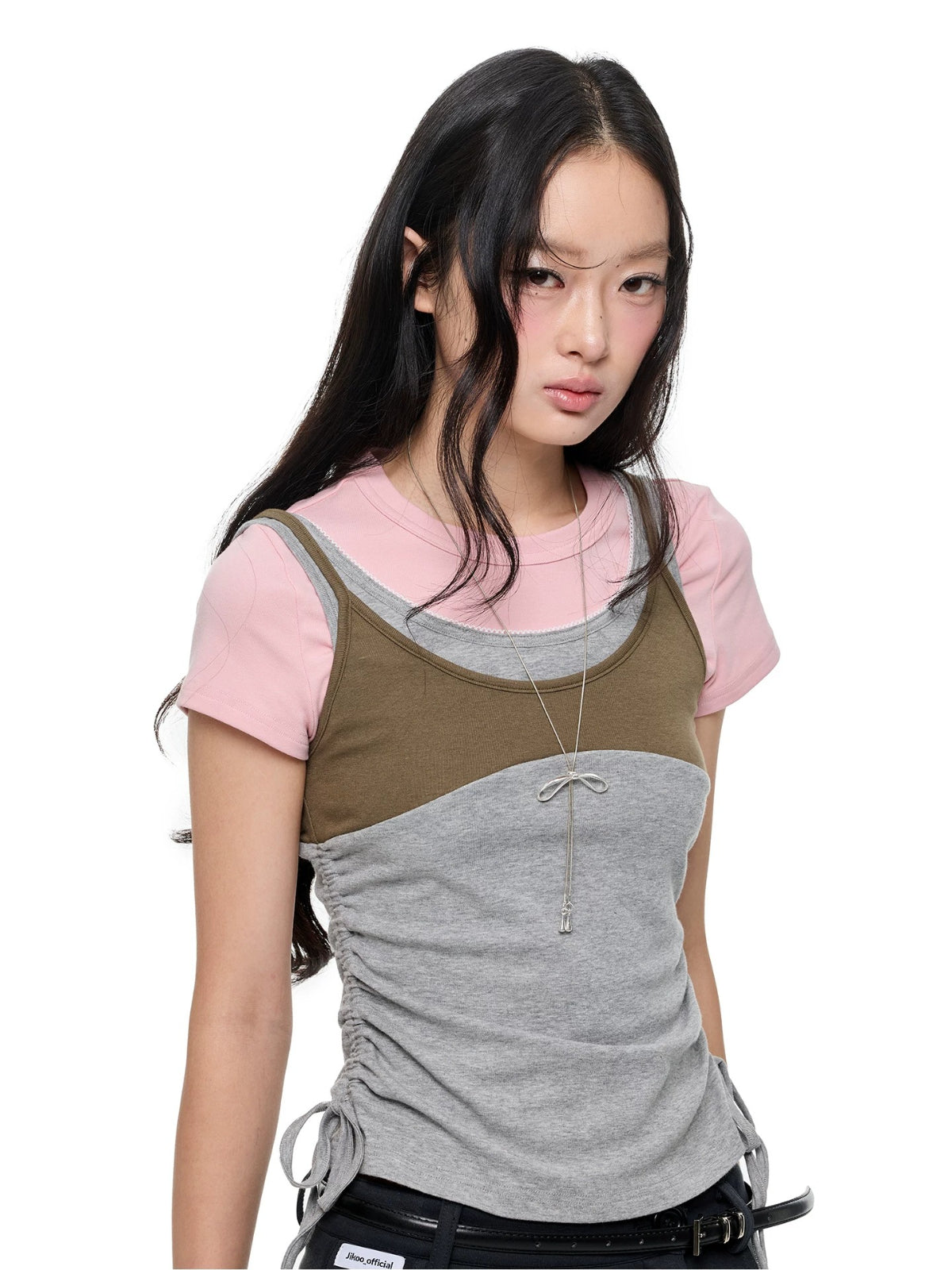 Korean Lace Trim Drawstring T-Shirt