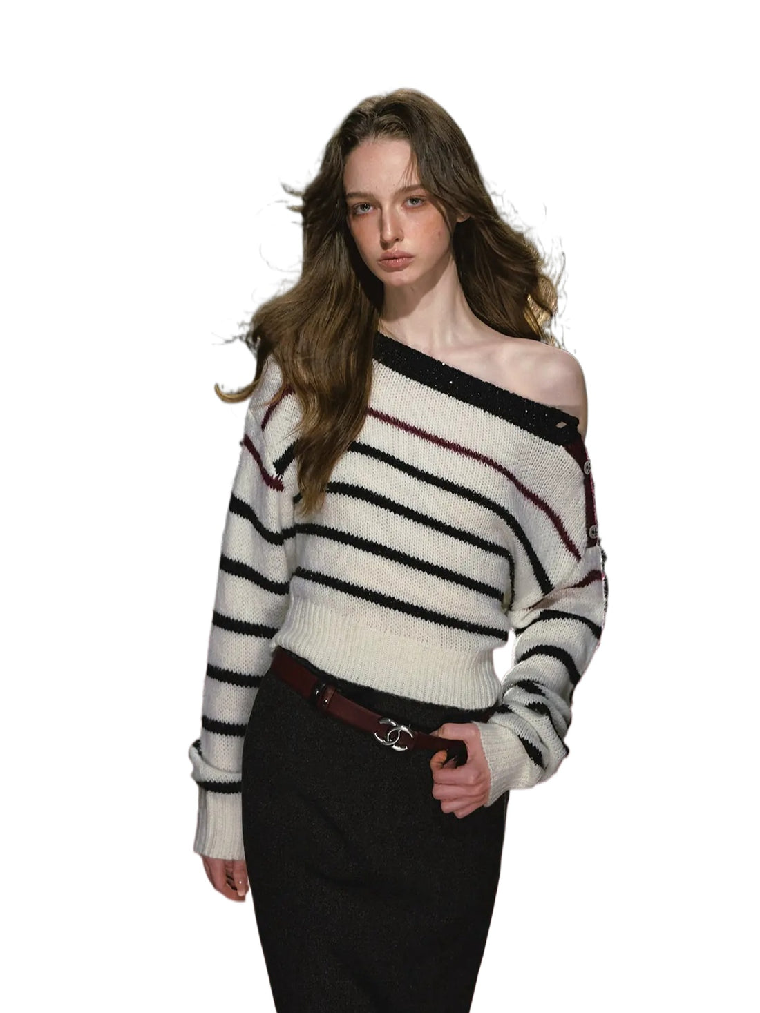 Slanted Stripe Knit Top