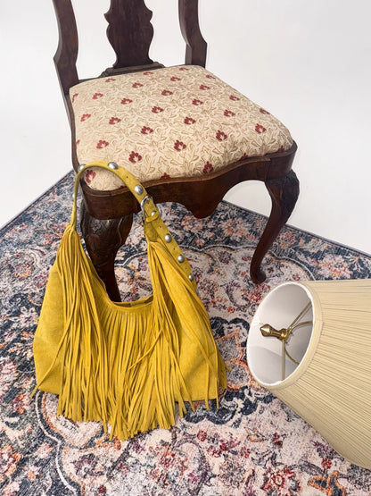 Suede Fringe Stud Tote