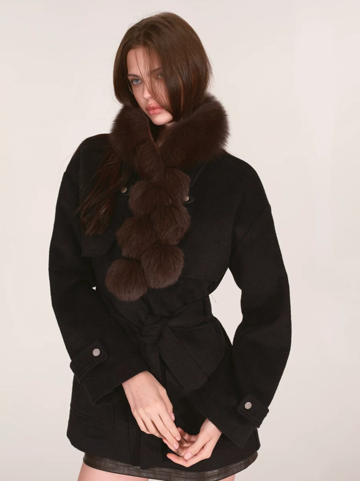Luxurious Fox Fur Pom Pom Scarf