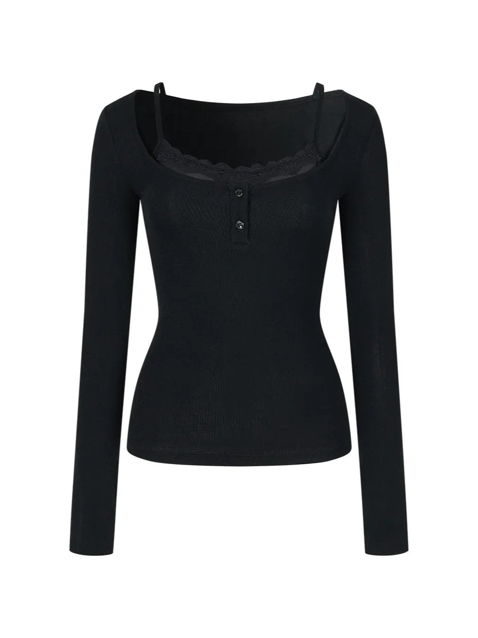 Lace Layered Wool Top