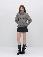 Faux-layered Cape Knit Jacket