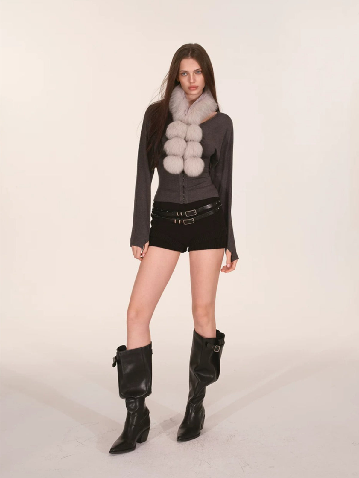 Luxurious Fox Fur Pom Pom Scarf
