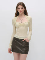 Vintage Bow PU Leather Skirt