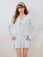 Contrast Lace Cardigan & Skirt Set