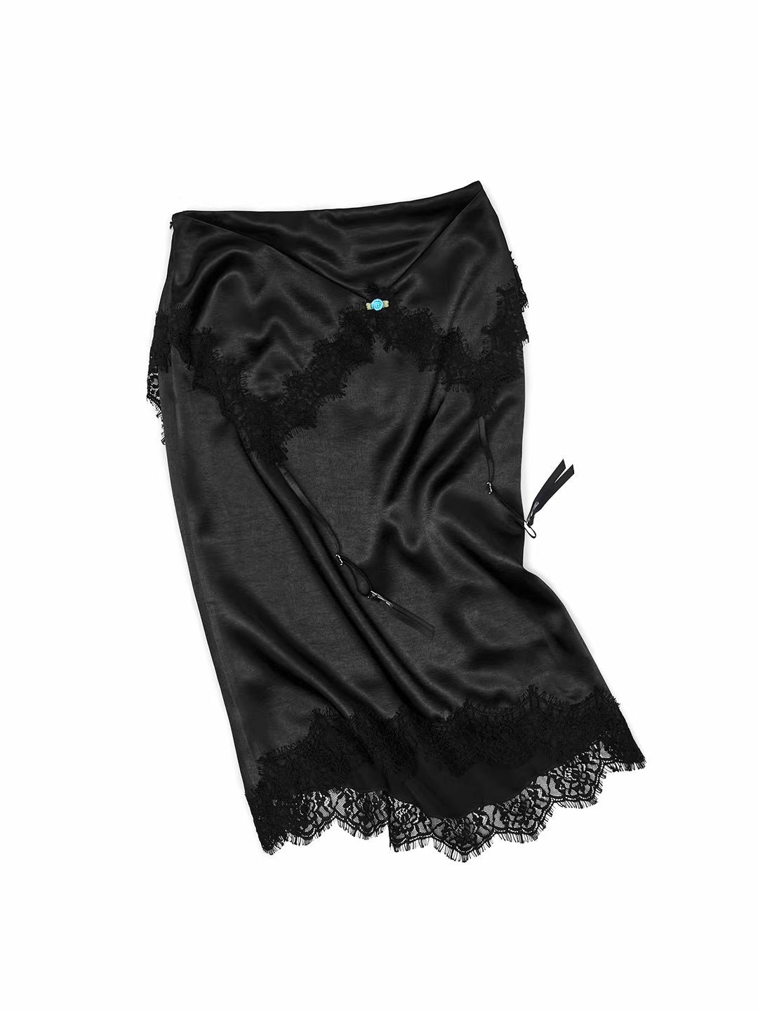 Asymmetric Satin Midi Skirt