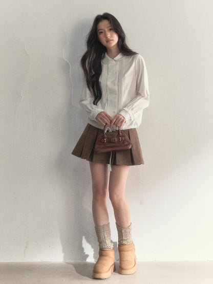 Vintage Doll Collar Double-Breasted Shirt