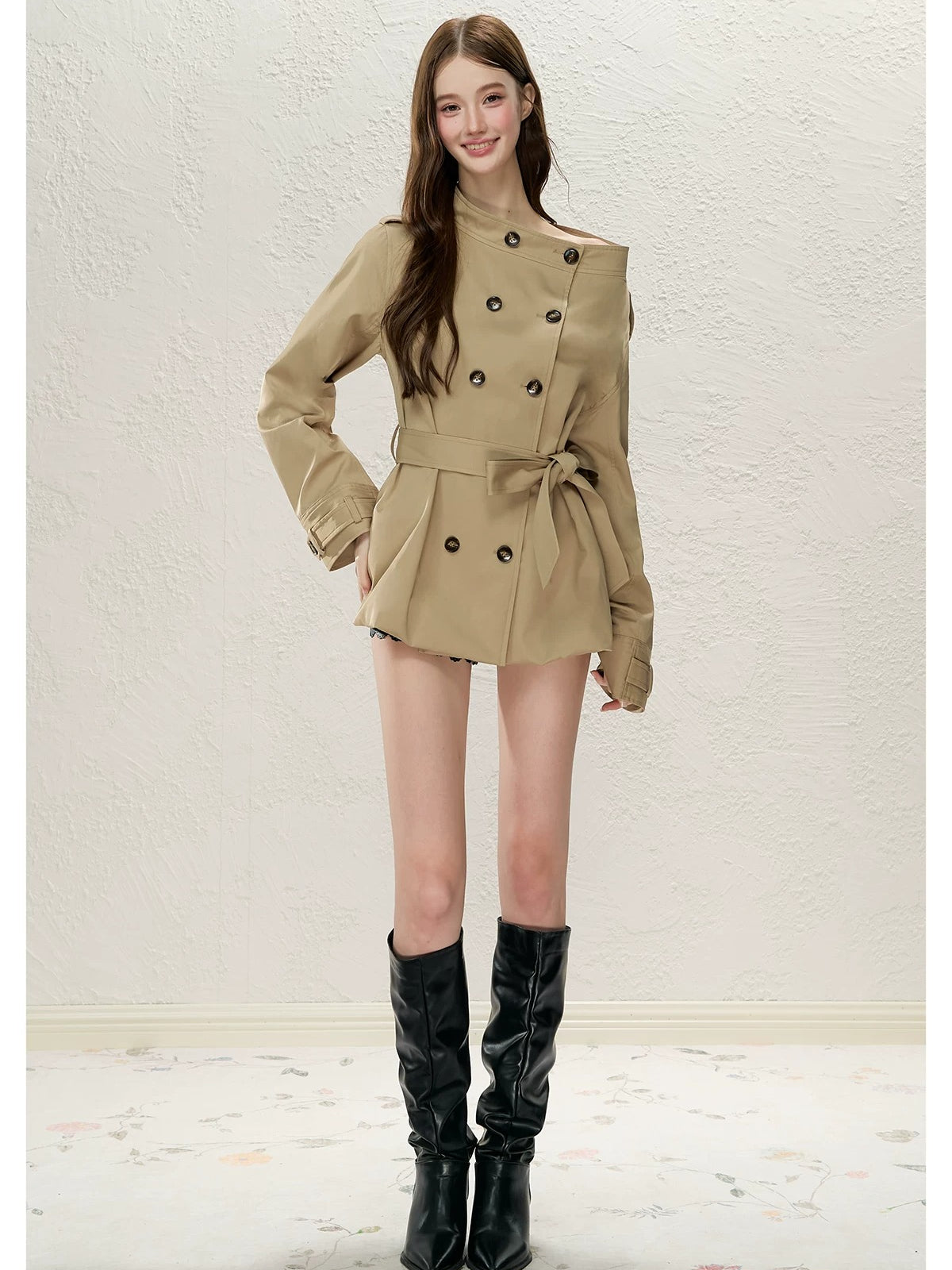 Convertible Off-Shoulder Trench