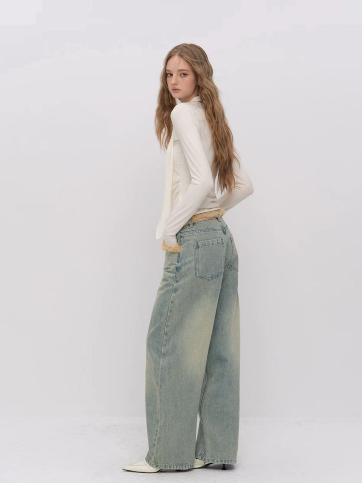 Asymmetric Draped Wool Blend Top