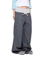 Polka Dot Contrast Waist Sweatpants