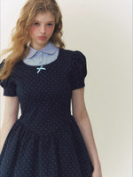 Navy Polka Dot Puff Dress