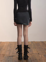 Asymmetric Hem Wool Blend Skirt