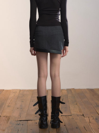 Asymmetric Hem Wool Blend Skirt