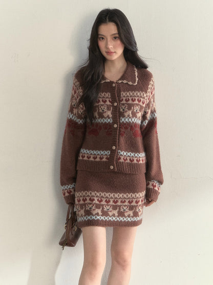 “Fair Isle Pup” Vintage Knit Set